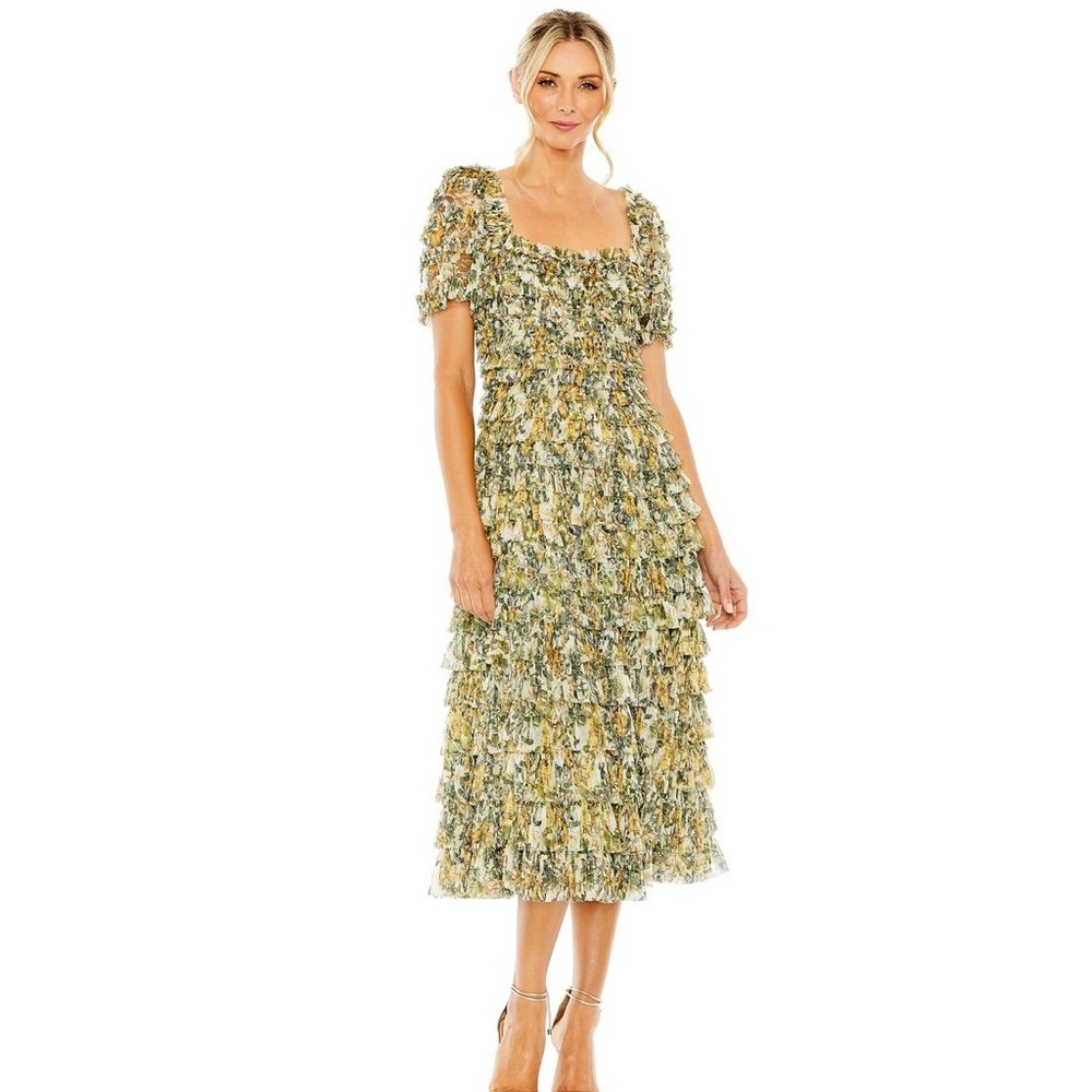 Anthropologie Mac Duggal Floral Ruffle Dress